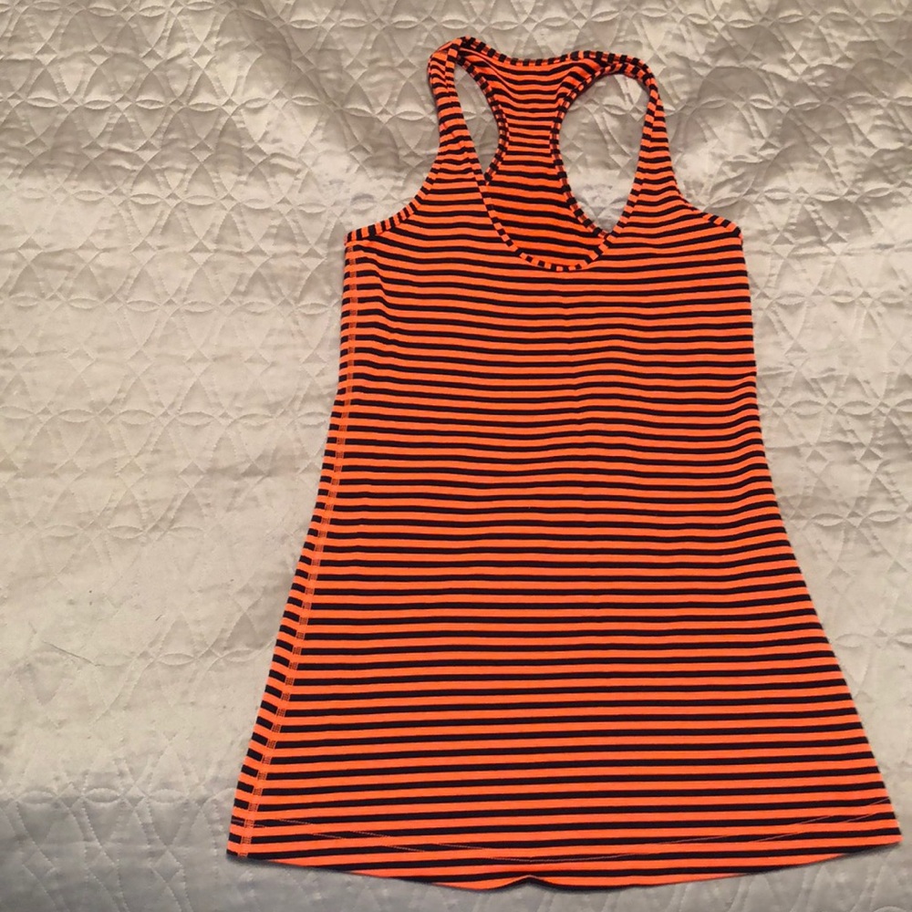 Orange and Black striped razor back tank